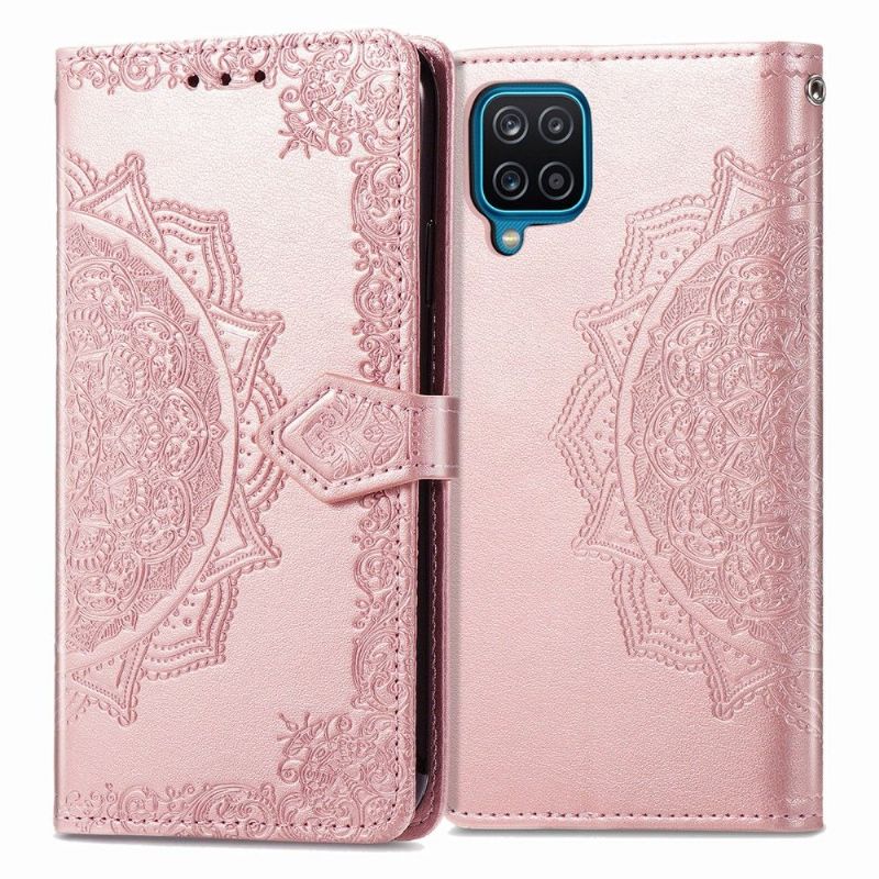 Flipové Pouzdro Na Samsung Galaxy A12 Reliéfní Mandala
