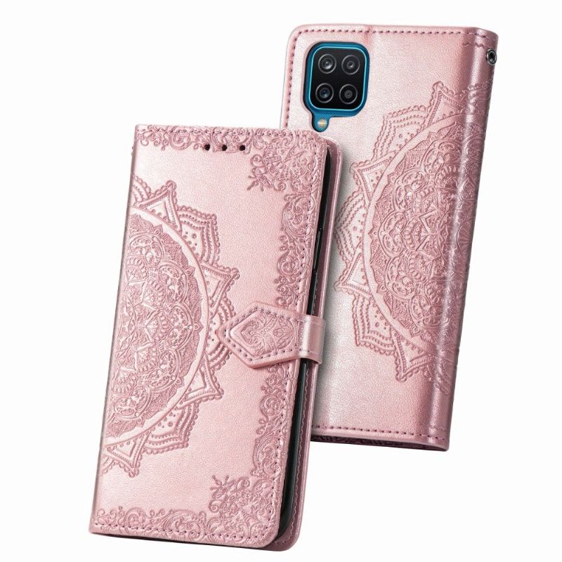 Flipové Pouzdro Na Samsung Galaxy A12 Reliéfní Mandala