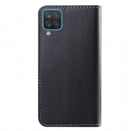 Flipové Pouzdro Na Samsung Galaxy A12 Tříbarevné Švy