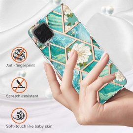 Kryt Na Samsung Galaxy A12 Mramorové A Bílé Květy