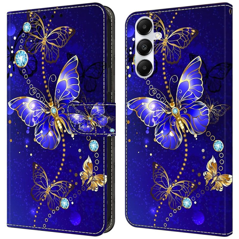 Kožený Kryt Na Samsung Galaxy A55 5g Diamantoví Motýli