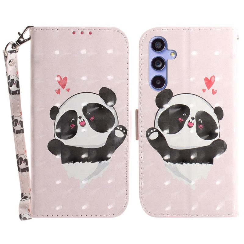 Kožený Kryt Na Samsung Galaxy A55 5g Panda Love S Popruhem