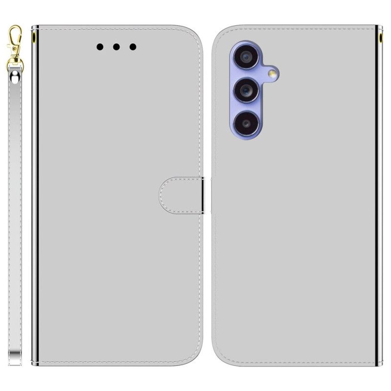 Kožený Kryt Na Samsung Galaxy A55 5g Zrcadlový Efekt A Popruh