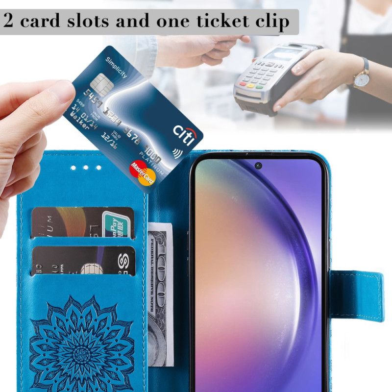 Kožený Kryt Samsung Galaxy A55 5g Báječná Mandala S Popruhem