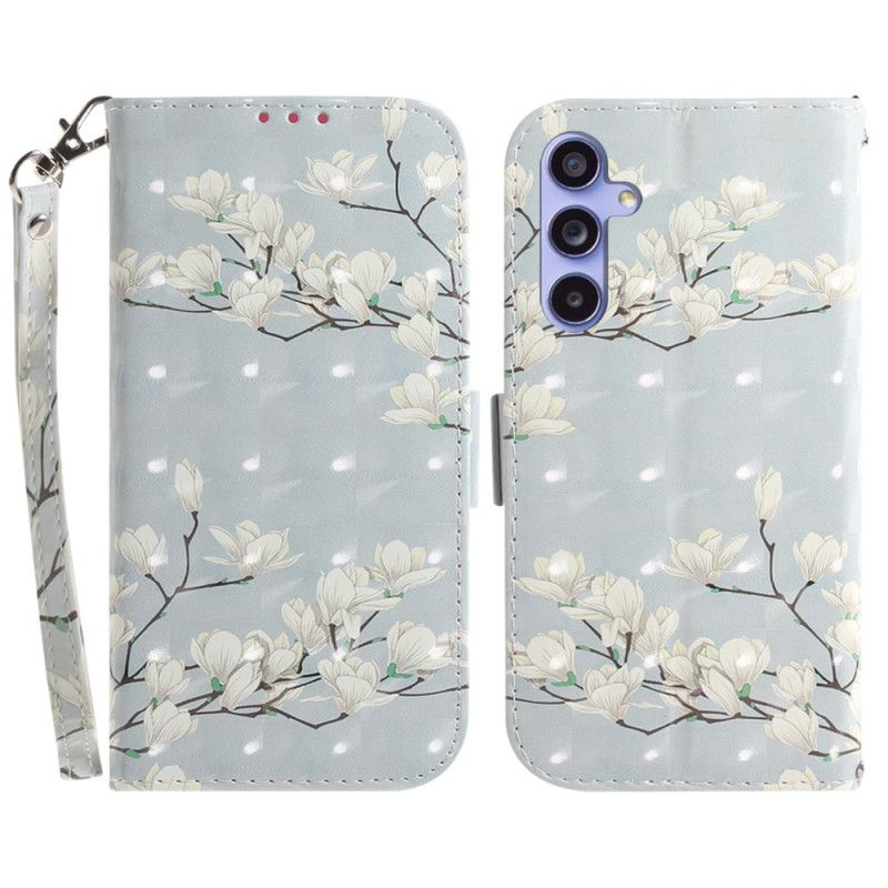 Kožený Kryt Samsung Galaxy A55 5g Lanière Magnolias