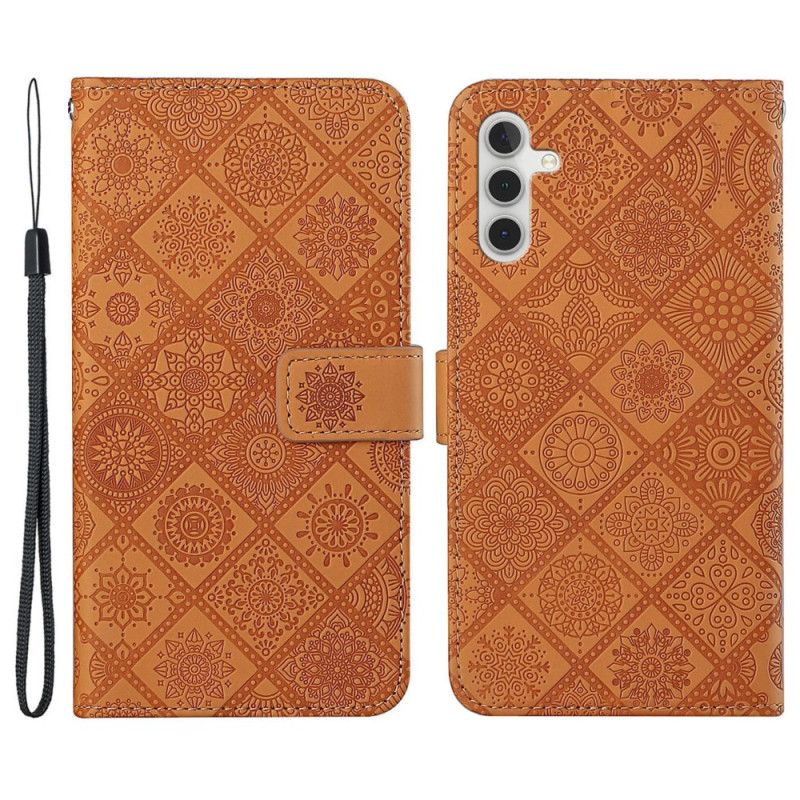 Kožený Kryt Samsung Galaxy A55 5g Patchwork S Popruhem