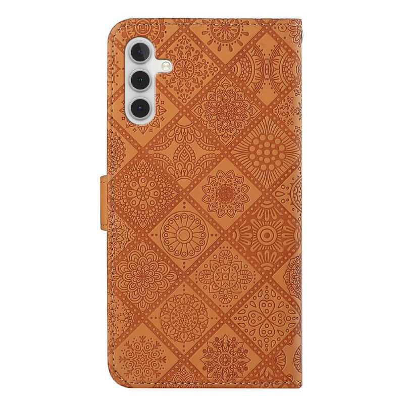 Kožený Kryt Samsung Galaxy A55 5g Patchwork S Popruhem