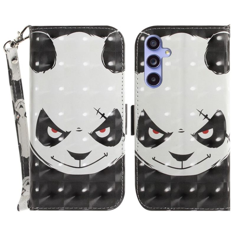 Kožený Kryt Samsung Galaxy A55 5g Rozzlobená Panda S Popruhem