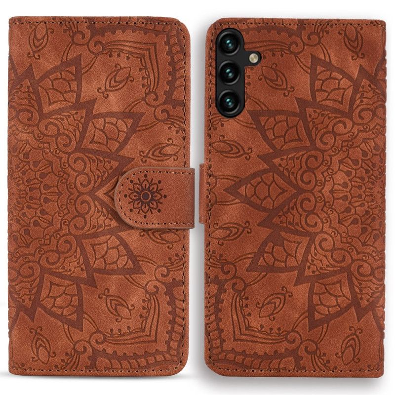 Kožený Kryt Samsung Galaxy A55 5g Ryté Květiny