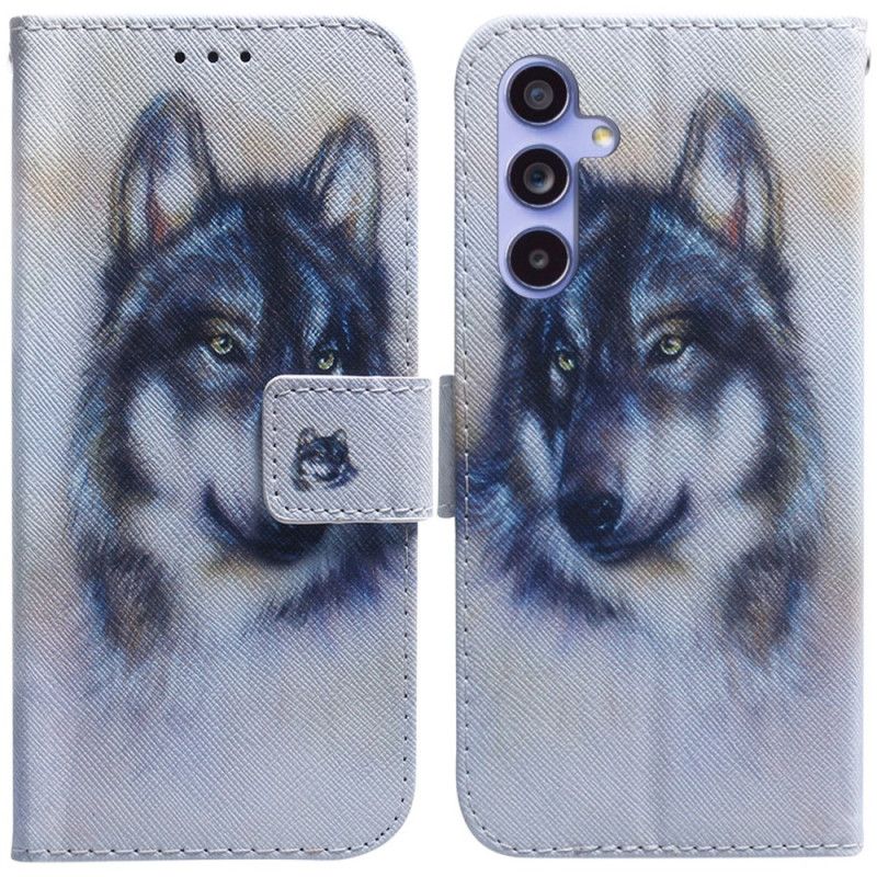 Kožený Kryt Samsung Galaxy A55 5g Vlčí Akvarel