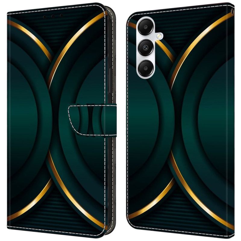 Kožený Kryt Samsung Galaxy A55 5g Zlatý Obrys