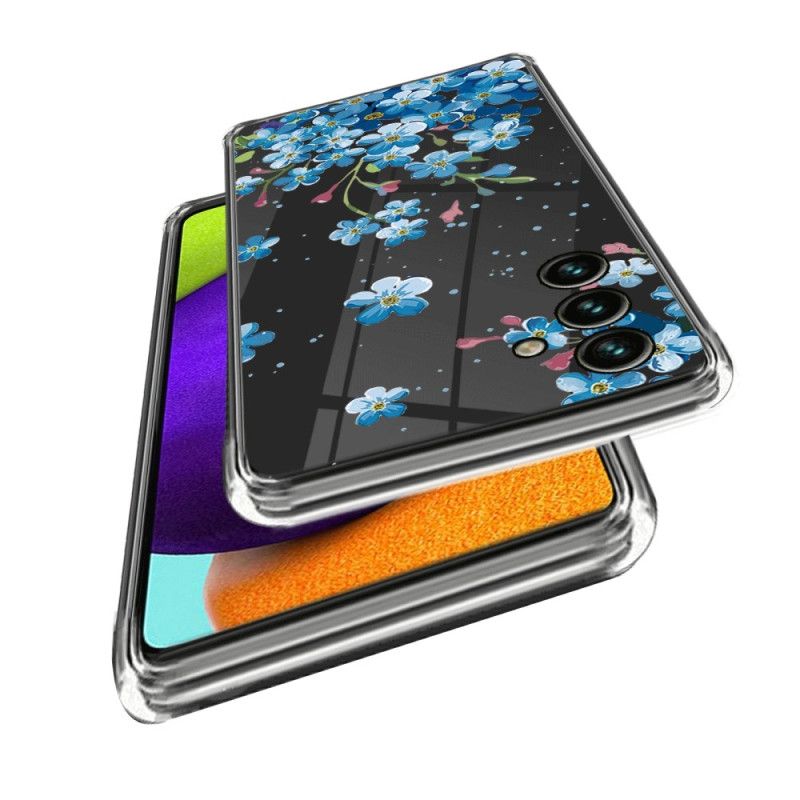 Kryt Na Samsung Galaxy A55 5g Modré Květy