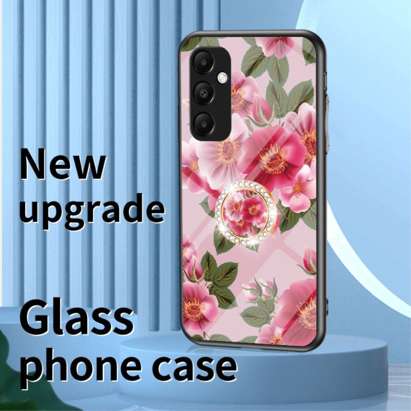 Kryt Samsung Galaxy A55 5g Tvrzené Sklo S Držákem Květinového Vzoru