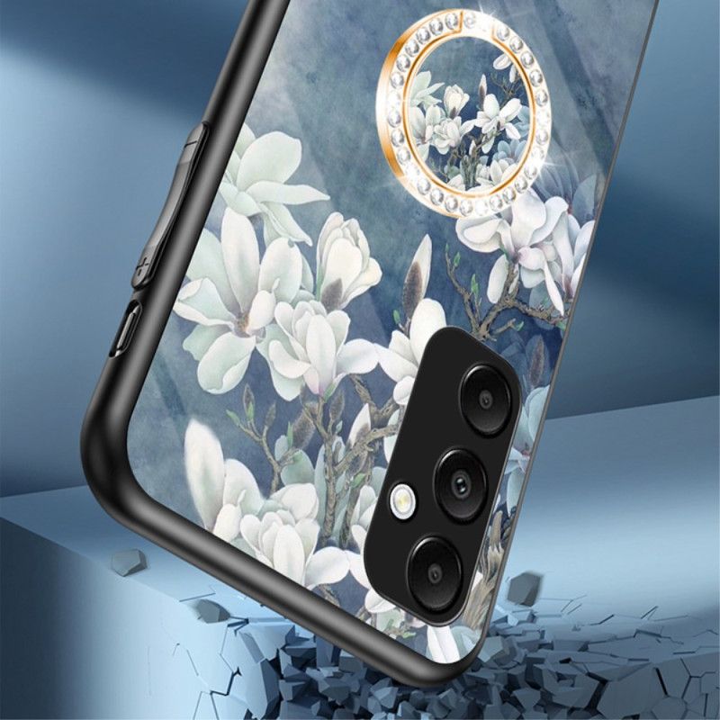 Kryt Samsung Galaxy A55 5g Tvrzené Sklo S Držákem Květinového Vzoru