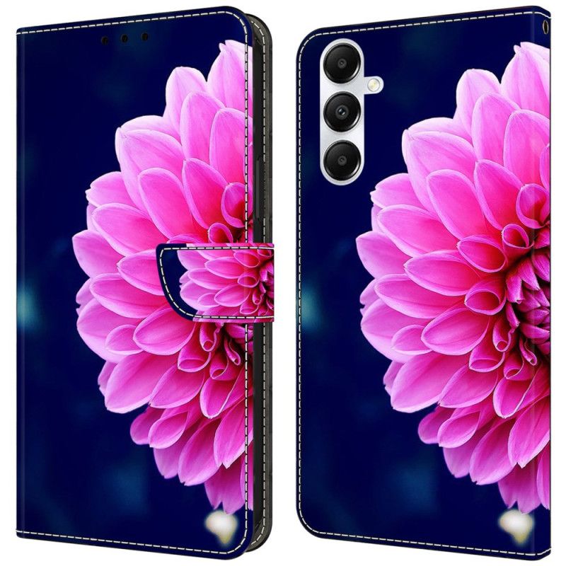 Peněženková Pouzdra Samsung Galaxy A55 5g Kryty Na Mobil Růžový Květ Na Modrém Pozadí