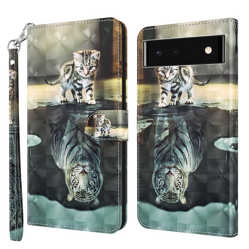 Flipové Pouzdro Na Google Pixel 7 Na Lana Strappy Kitten Dream