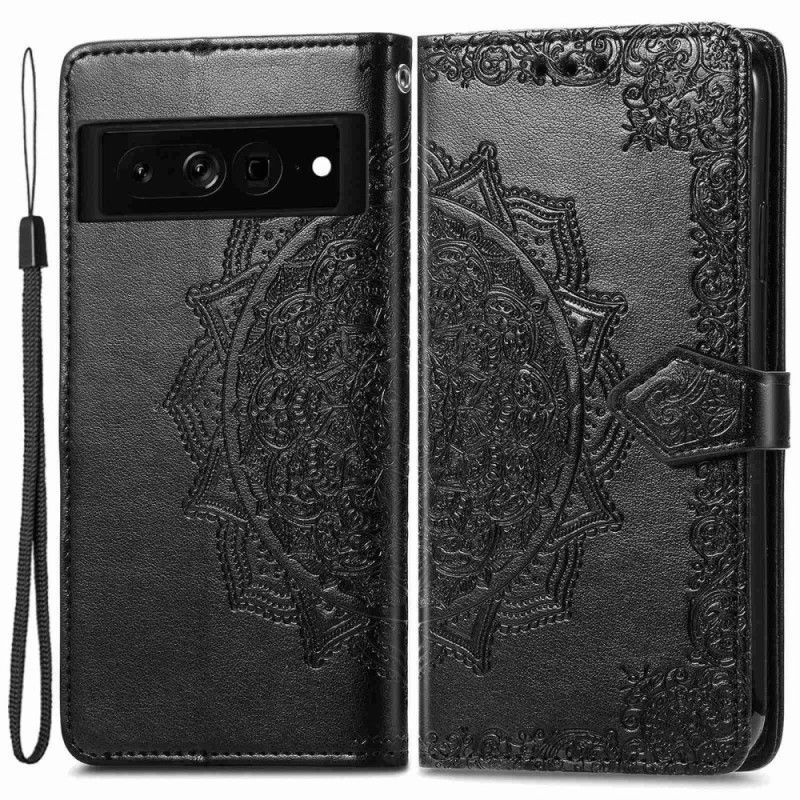 Flipové Pouzdro Na Google Pixel 7 Na Lana Strappy Retro Mandala