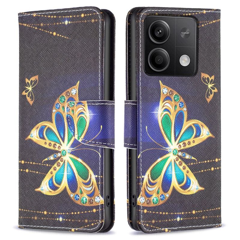 Kožený Kryt Na Xiaomi Redmi Note 13 5g Motýlí Šperky