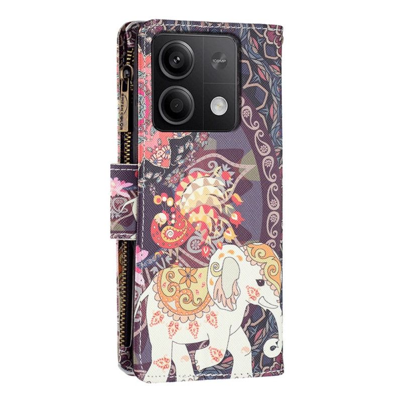 Kožený Kryt Xiaomi Redmi Note 13 5g Peněženka Indického Slona S Popruhem