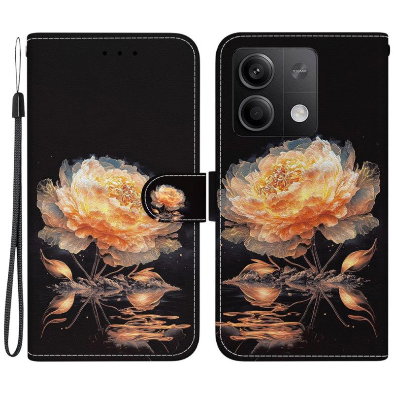 Kožený Kryt Xiaomi Redmi Note 13 5g Zlatá Pivoňka V Lnaière