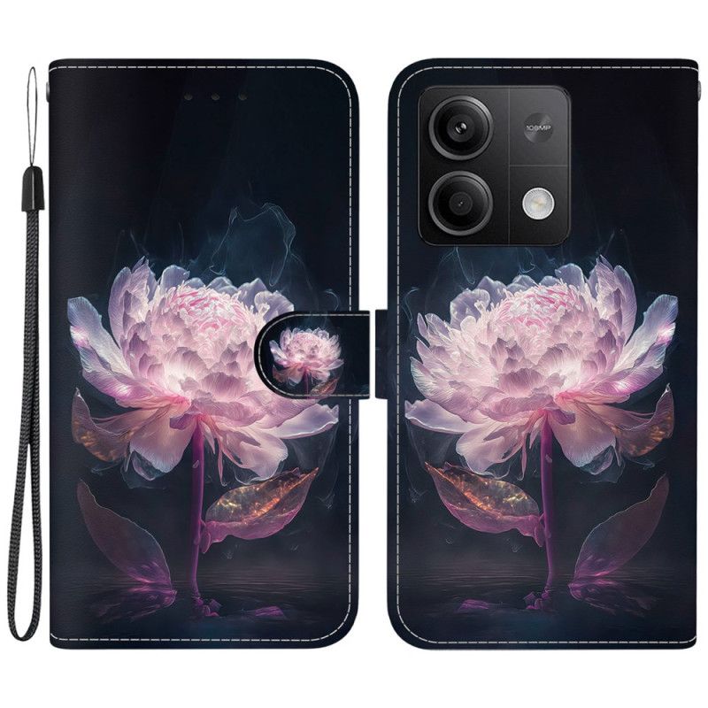 Peněženková Pouzdra Xiaomi Redmi Note 13 5g Fialová Pivoňka S Řemínkem