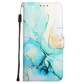 Peněženková Pouzdra Xiaomi Redmi Note 13 5g Kryty Na Mobil Mramor Se Šňůrkou A Popruhem Přes Rameno