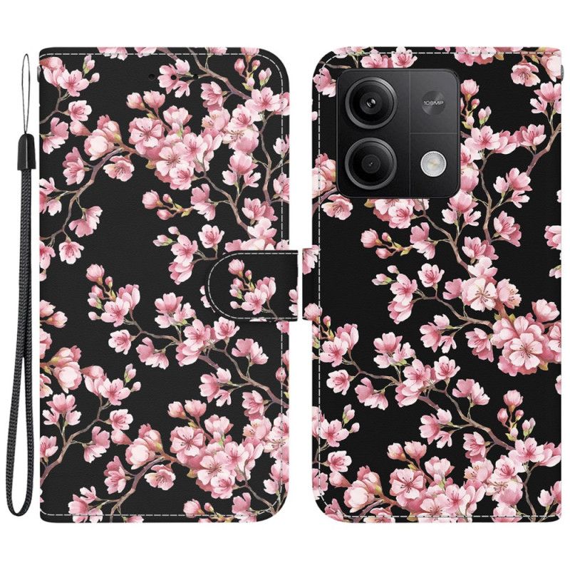 Peněženková Pouzdra Xiaomi Redmi Note 13 5g Švestkové Květy S Popruhem