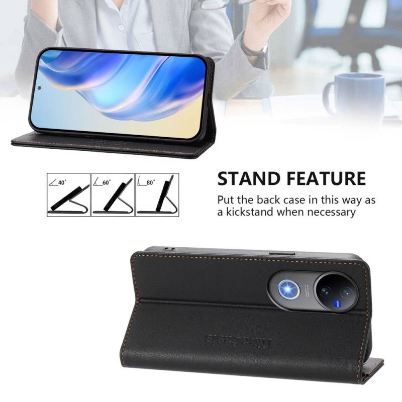 Kožené Pouzdro Folio Vivo V50 5g Rfid Ochrana A Nastavitelný Stojánek