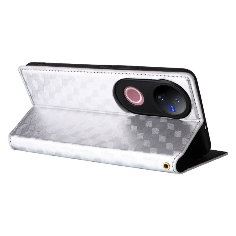 Kožené Pouzdro Vivo V50 5g Kryty Na Mobil S Potištěným Diamantovým Vzorem