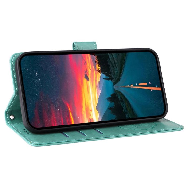 Kožený Kryt Vivo V50 5g Květinový Vzor Motýlů