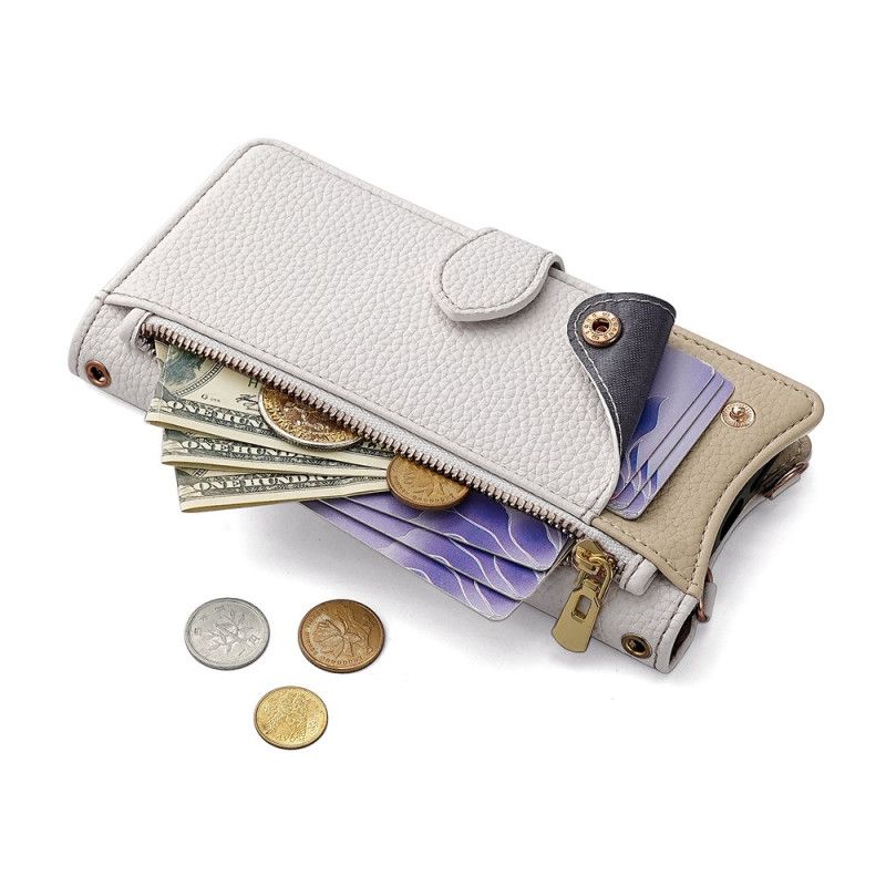 Kožený Kryt Vivo V50 5g Peněženka S Koženým Efektem A Řetízkem