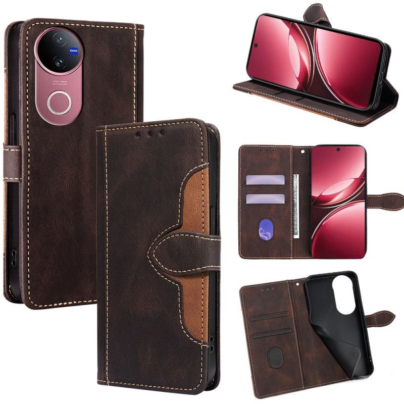 Peněženková Pouzdra Vivo V50 5g Kryty Na Mobil Dvoubarevný Květinový Vzor