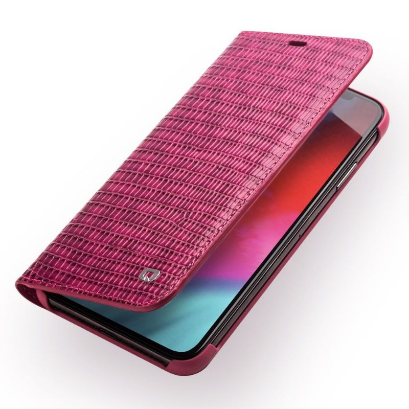 Kožené Pouzdro Na iPhone XS Max Pravá Kůže S Efektem Croco