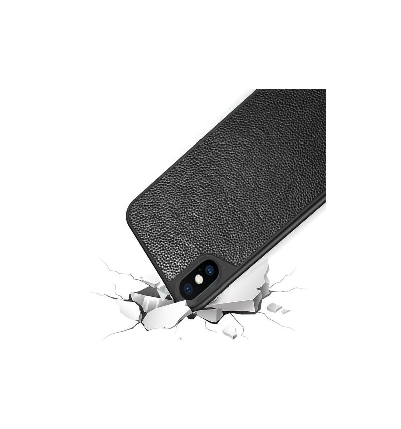Kryt Na iPhone XS Max Kůže Potažená - Černá