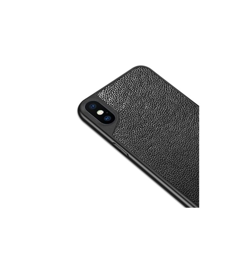 Kryt Na iPhone XS Max Kůže Potažená - Černá