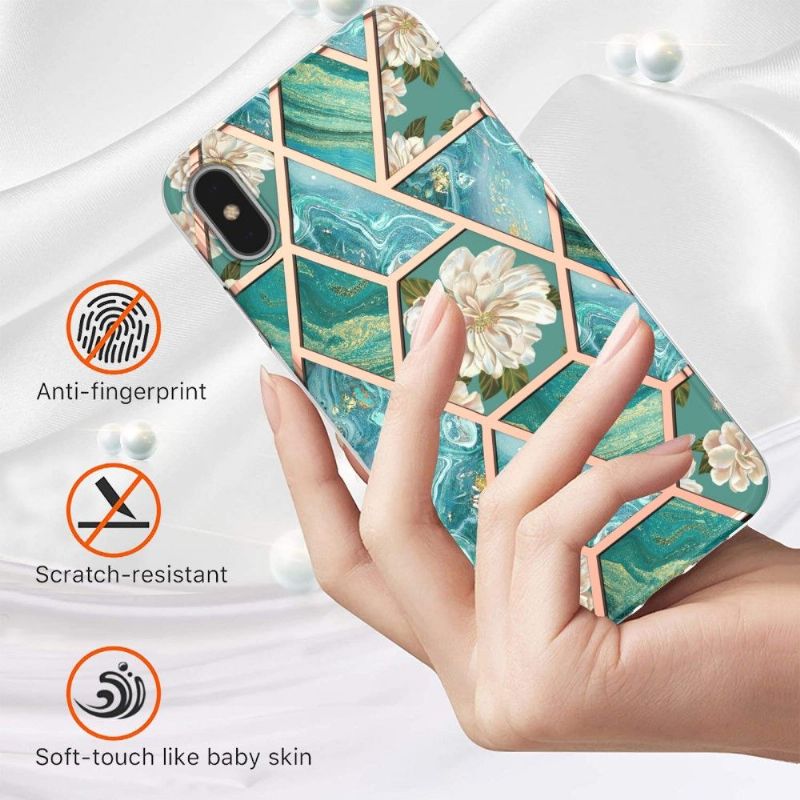Kryty Na Mobil Na iPhone XS Max Mramor A Bílé Květy