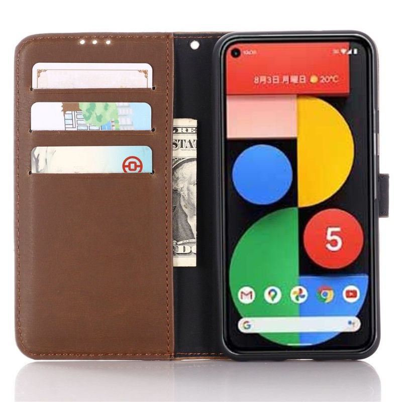 Kožené Pouzdro Folio Na Google Pixel 5 Flipové Pouzdro Retro Umělá Kůže