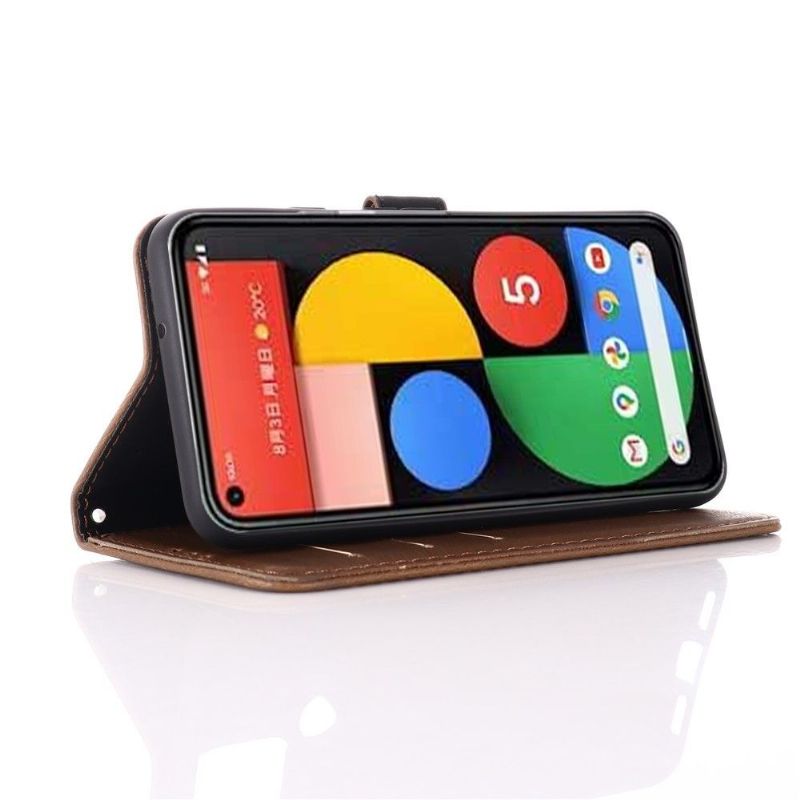 Kožené Pouzdro Folio Na Google Pixel 5 Flipové Pouzdro Retro Umělá Kůže