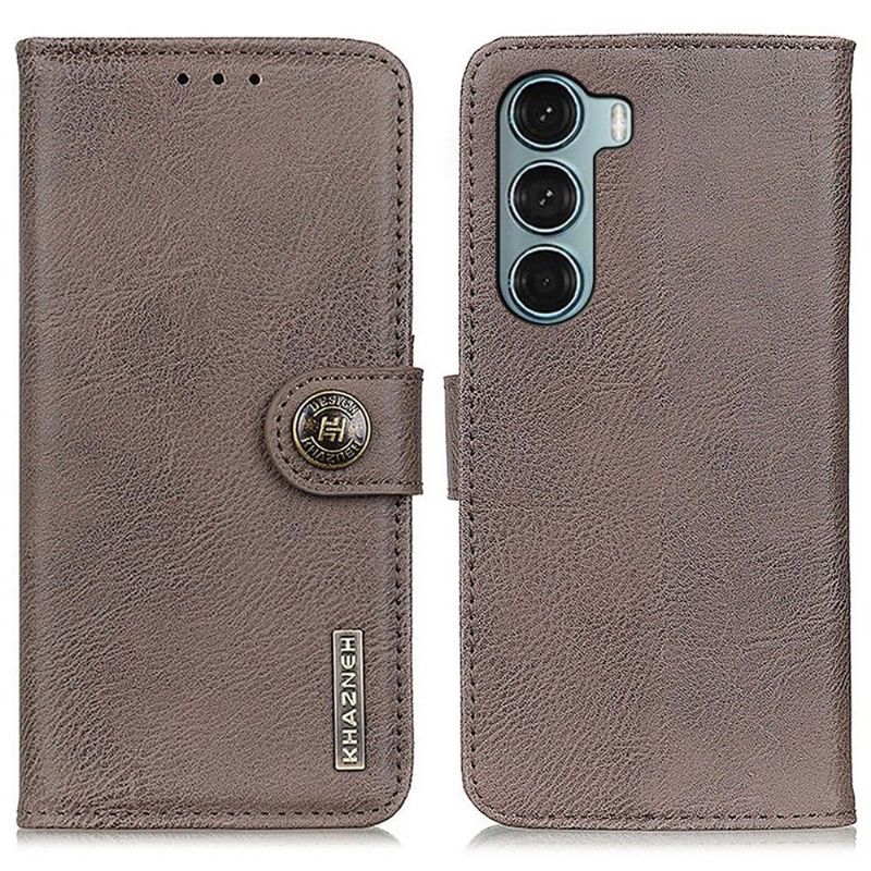 Kožené Pouzdro Na Motorola Moto G200 5G Držák Karet Z Umělé Kůže Khazneh