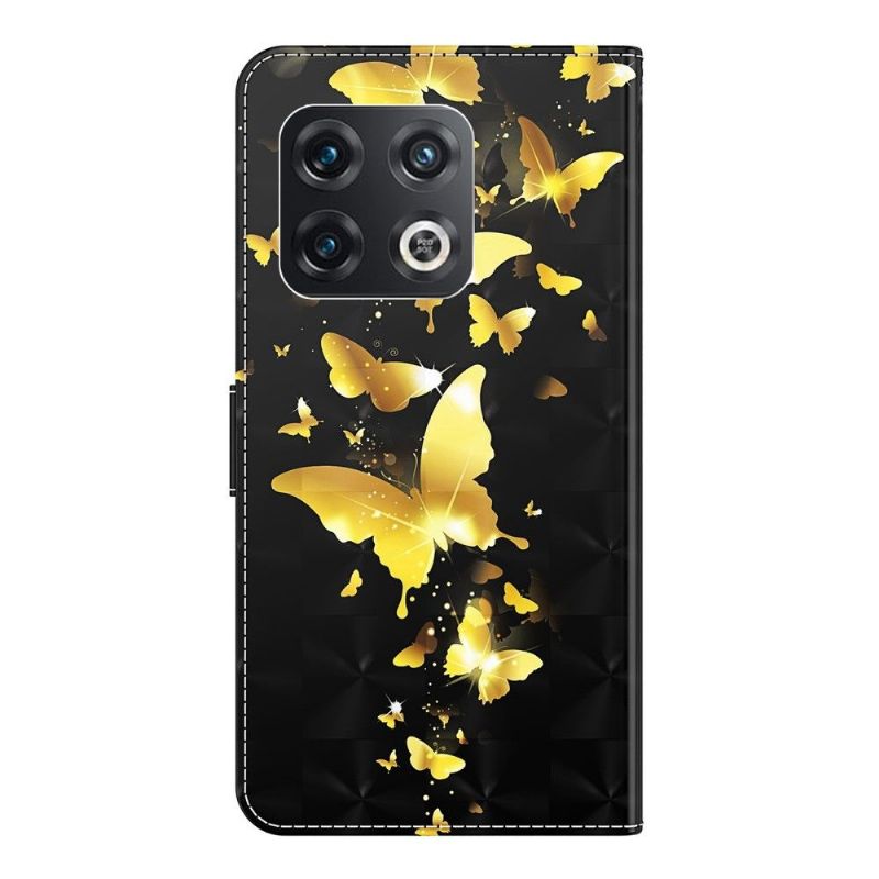 Flipové Pouzdro Na OnePlus 10 Pro Ilustrace Zlatých Motýlů