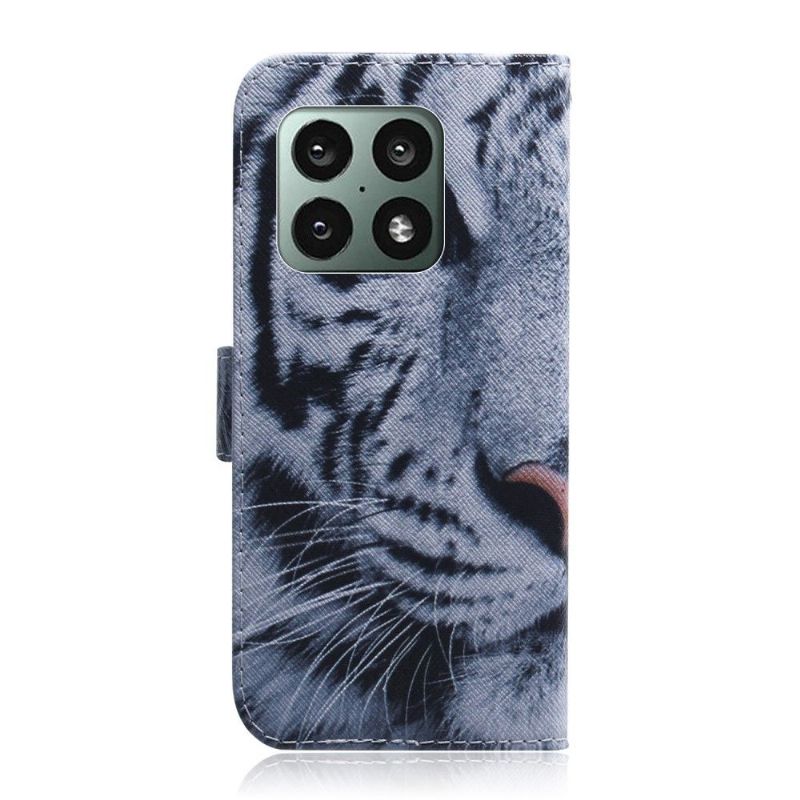 Kožené Pouzdro Folio Na OnePlus 10 Pro Funkce Podpory Vzoru Tygra