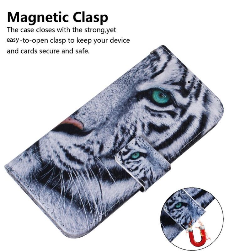 Kožené Pouzdro Folio Na OnePlus 10 Pro Funkce Podpory Vzoru Tygra