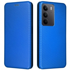 Kožené Pouzdro Folio Realme C75 Uhlíková Vlákna