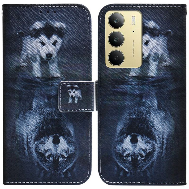 Kožený Kryt Na Realme C75 Štěněcí Sen