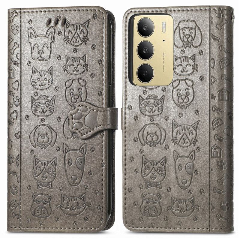 Kožený Kryt Realme C75 Animovaná Zvířata