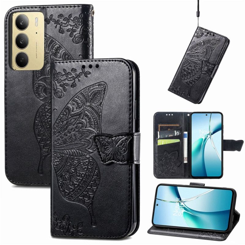 Kožený Kryt Realme C75 Barokní Motýl