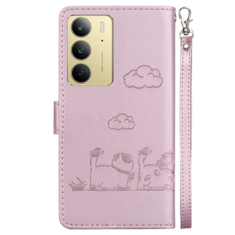 Kožený Kryt Realme C75 Kočičí Scéna S Rfid Blokováním