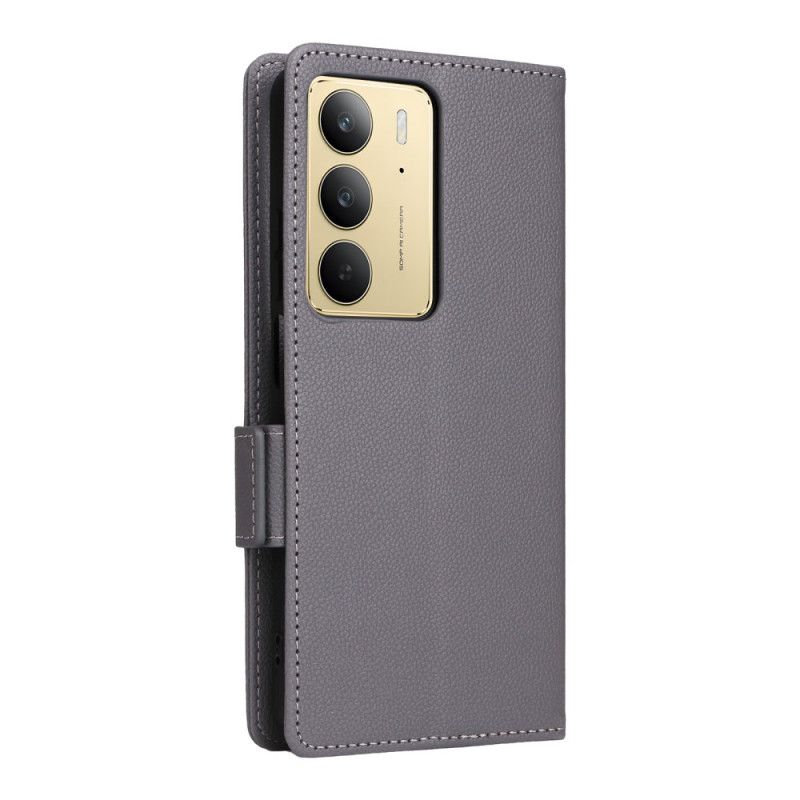 Kožený Kryt Realme C75 Liči Umělá Kůže S Páskem