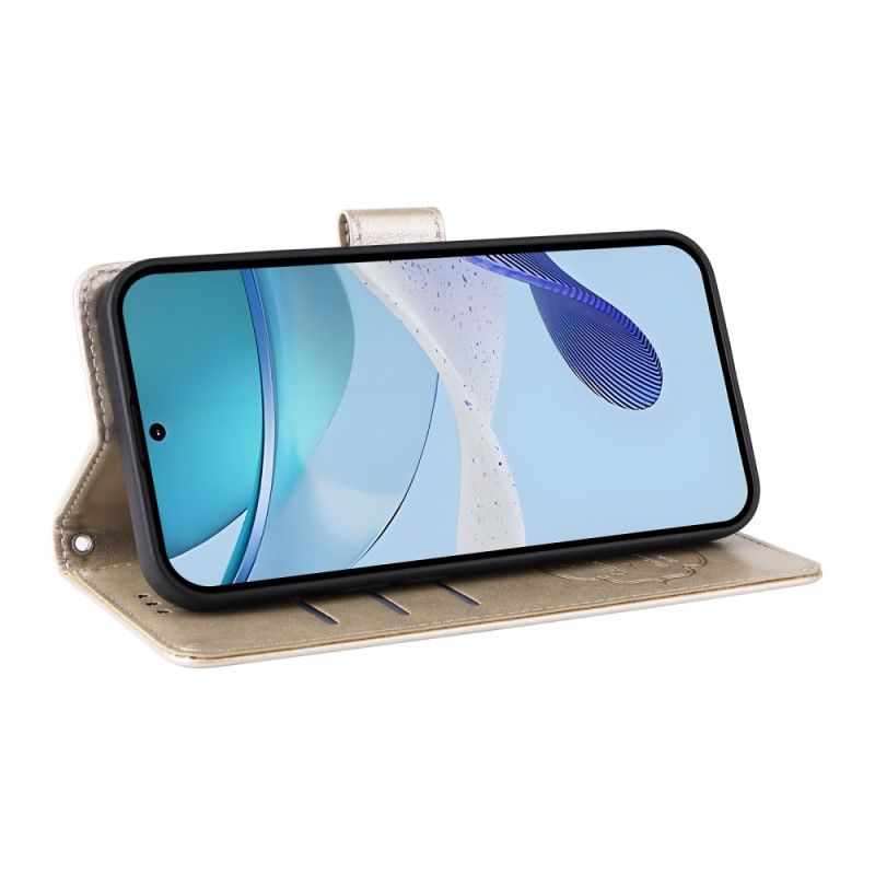 Kožený Kryt Realme C75 Motýli A Květiny