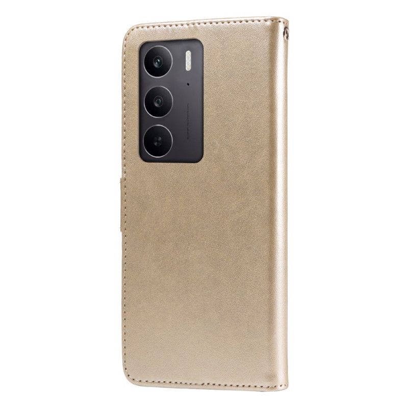 Kožený Kryt Realme C75 Motýli A Květiny